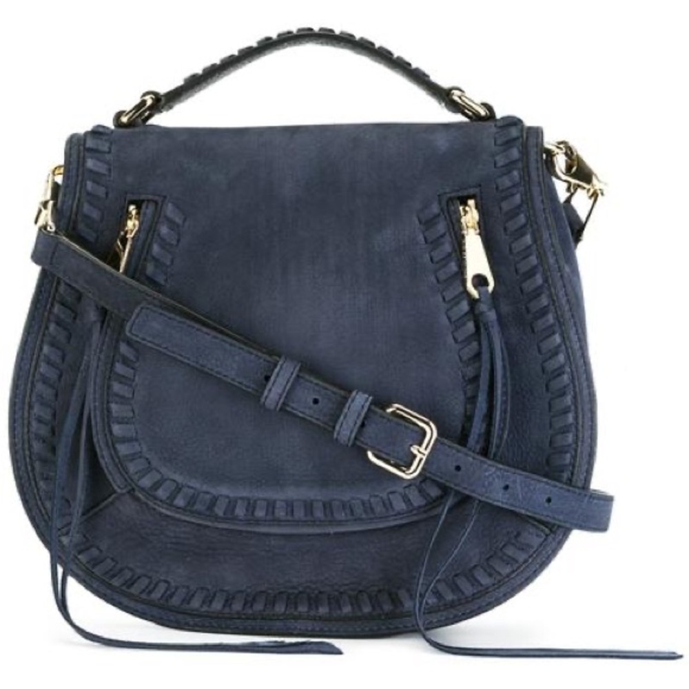 Rebecca Minkoff Suede Vanity Saddle Bag. Blue Crossbody.